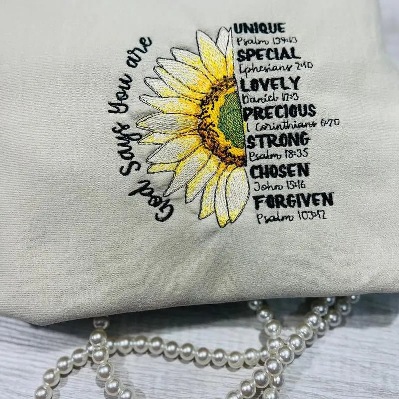 Sunflower Faith Embroidery Sweatshirt.