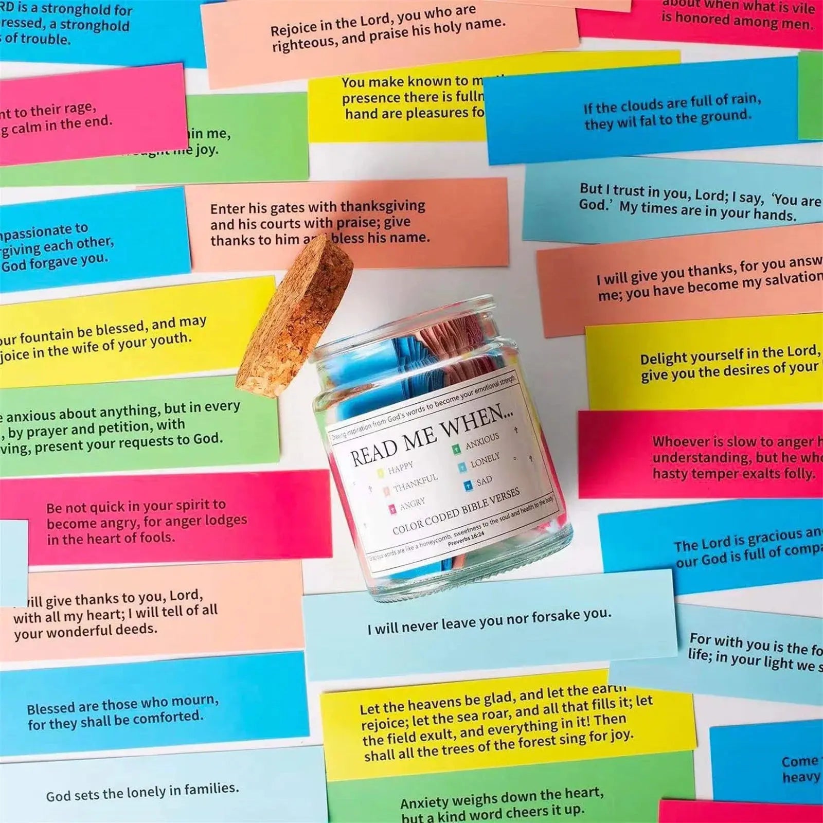 Bible Verse Jar,Bible Verse Jar Read Me When,Read Me When Bible Verses Jar for Emotions and Feelings,Prayer Jar, Hope Jar, Bible Accessories,Bible Supplies,Scripture Jar Gifts for Women