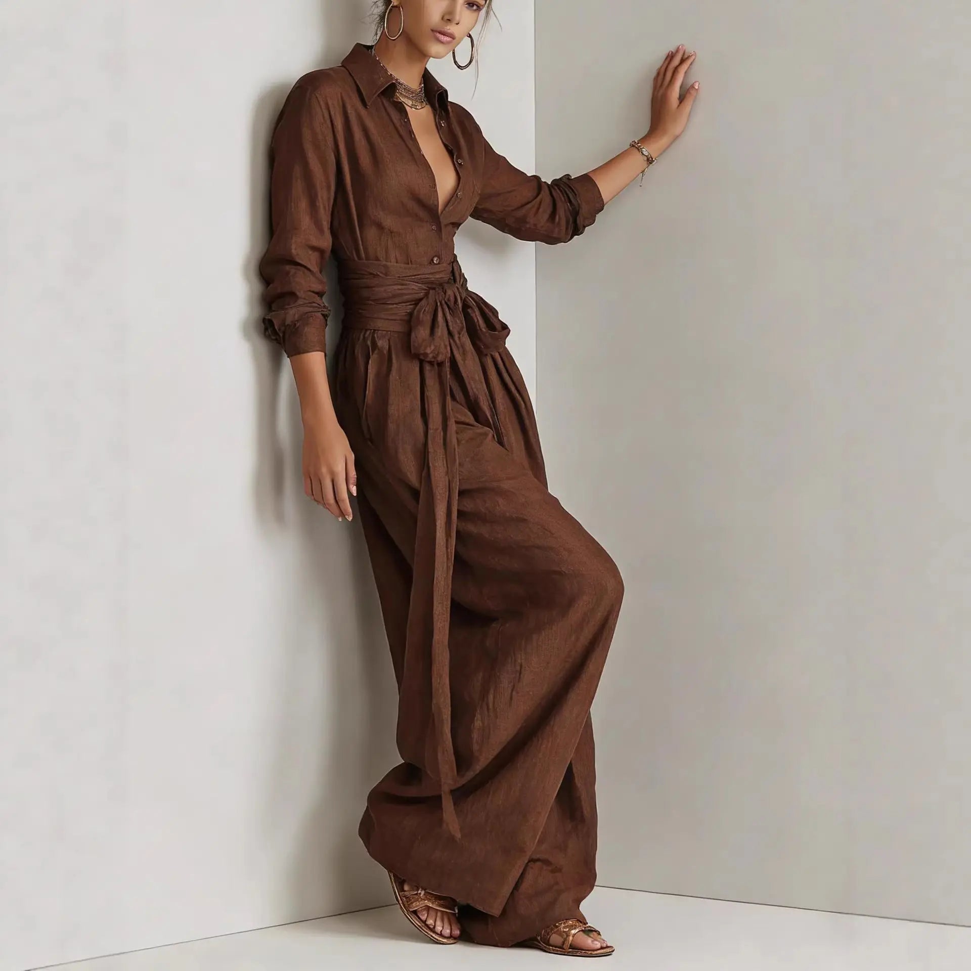 Solid-color High-waisted Short-sleeve Pants Fashion Casual Set Know You're Still Able
