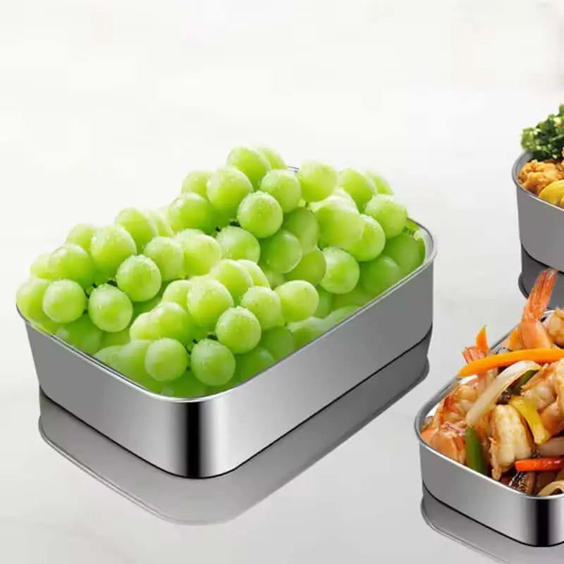 PUCOHOUSE Stainless Steel Food-Grade Storage Containers, Square Freezer And Refrigerator Organizers, Office Lunch Boxes Know You're Still Able