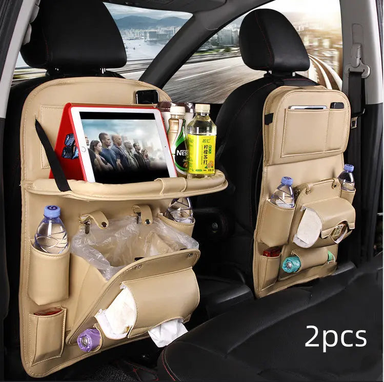 PU Leather Car Storage Bag Multifunction Seat Back Tray Hanging Bag Waterproof Car Organizer Automotive Interior Accessories Know You're Still Able