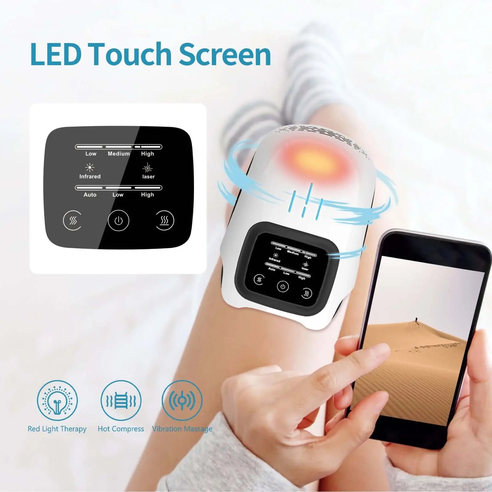 Intelligent Home Use Electric Intelligent Kneading Heating Knee Massager Rechargeable Pain Relief Infrared Laser Vibration Knee Massager Know You're Still Able