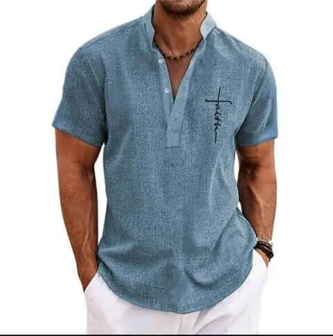 Men's casual suit 3D printed zipper short sleeved polo shirt Know You're Still Able