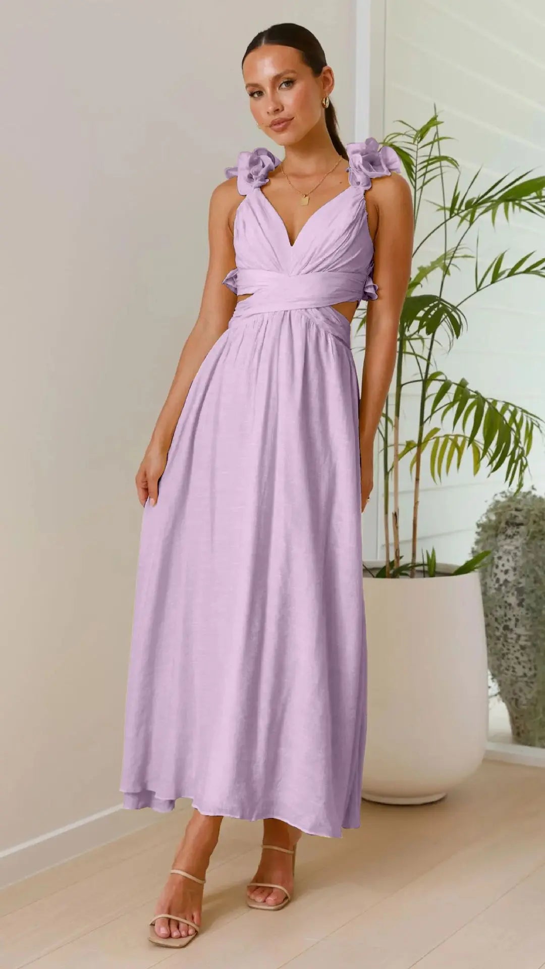 Chiffon Floral Backless Cross-Strap Dress Know You're Still Able