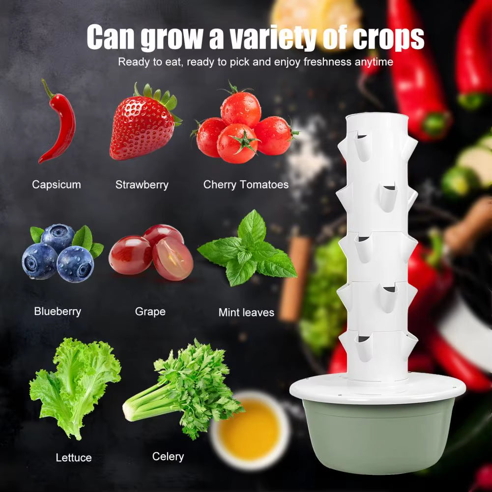 5 Layers Hydroponic Growing Tower with Tank, Indoor Hydroponics Growing System, Vegetables Vertical Planter Tower Garden Kit