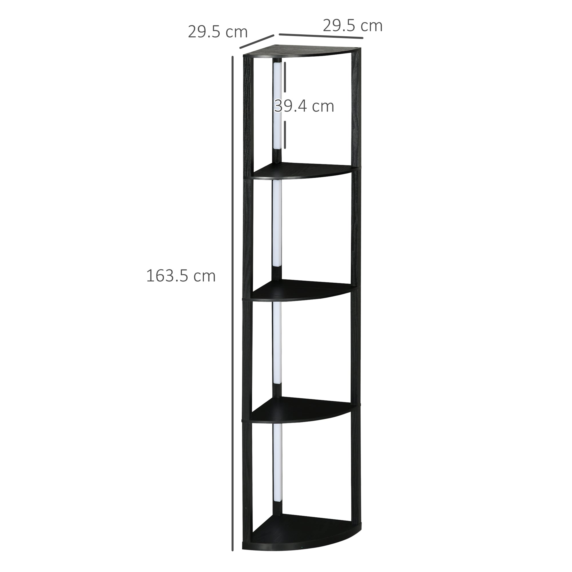 Corner Floor Lamp For Living Room Bedroom With Dimmable Warm White LED Light, Modern Tall Standing Lamp, Black