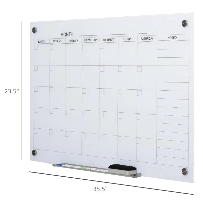 Dry Erase Wall Calendar Glass Whiteboard Monthly Planner For Homeschool Supplies & Home Office Organization With 4 Markers And 1 Eraser,Frameless Know You're Still Able