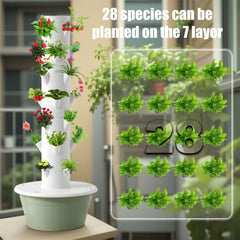 7 Layers Hydroponic Growing Tower with Tank, Indoor Hydroponics Growing System, Vegetables Vertical Planter Tower Garden Kit