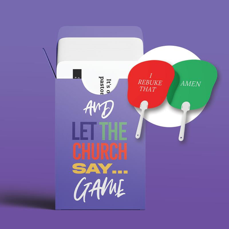 1 Card Game + 2 Double-Sided Fans AMEN & I REBUKE THAT Fans