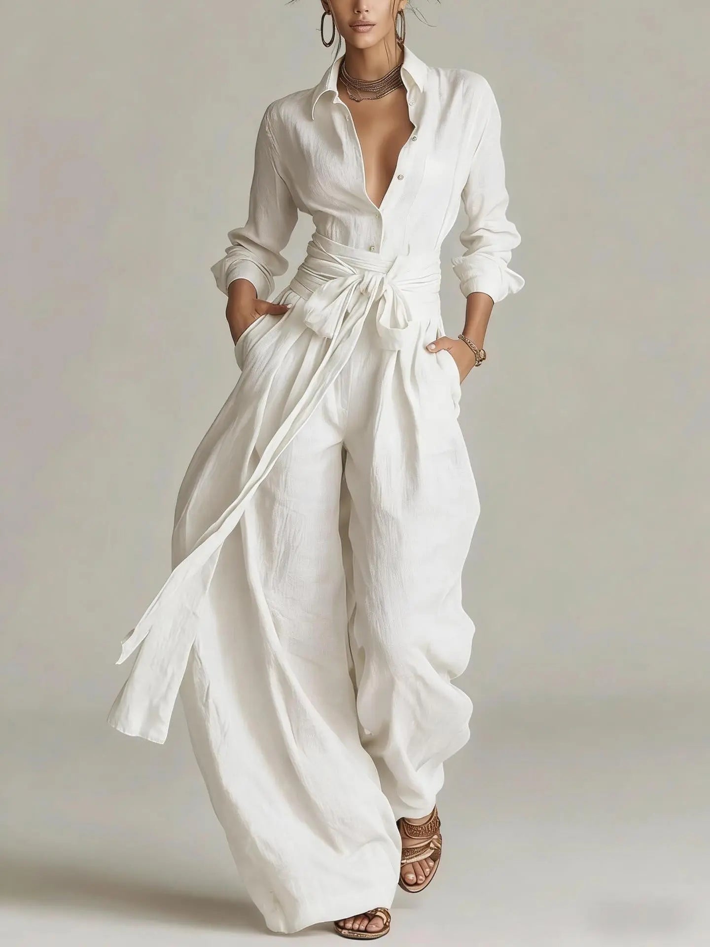 Solid-color High-waisted Short-sleeve Pants Fashion Casual Set Know You're Still Able