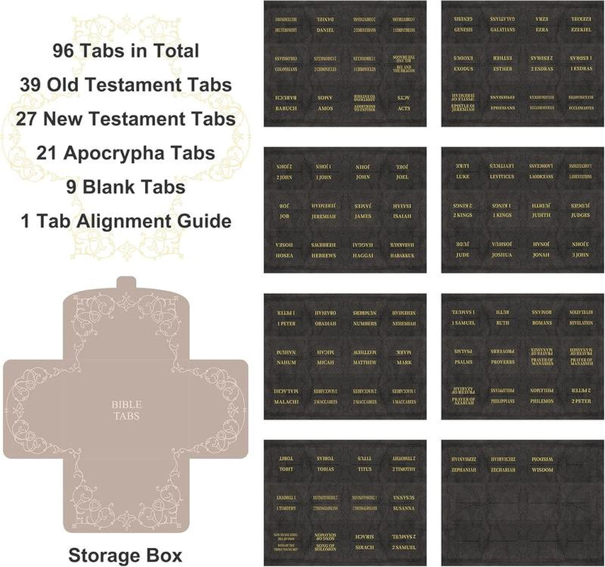 RETTACY Bible Tabs, Leather Bible Tabs, Large Size, Bible Tabs for Women, Bible Study Supplies, 66 Bible Tabs for Old and New Testament, Additional 21 Tabs for Apocrypha, 9 Blank Tabs for Book