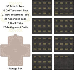RETTACY Bible Tabs, Leather Bible Tabs, Large Size, Bible Tabs for Women, Bible Study Supplies, 66 Bible Tabs for Old and New Testament, Additional 21 Tabs for Apocrypha, 9 Blank Tabs for Book