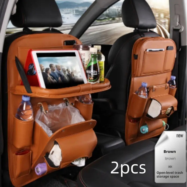 PU Leather Car Storage Bag Multifunction Seat Back Tray Hanging Bag Waterproof Car Organizer Automotive Interior Accessories Know You're Still Able