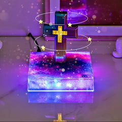 Levitating Cross Lamp Floating Cross Night Light with Jesus & Bible Design Magnetic Levitation Cross Lamp Christian & Catholic