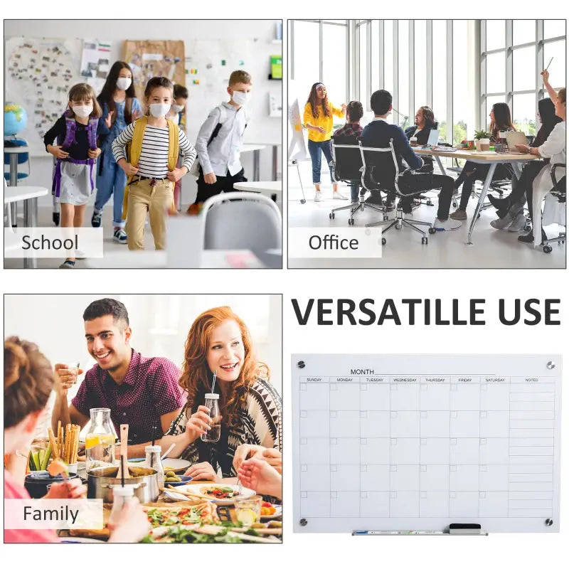 Dry Erase Wall Calendar Glass Whiteboard Monthly Planner For Homeschool Supplies & Home Office Organization With 4 Markers And 1 Eraser,Frameless Know You're Still Able