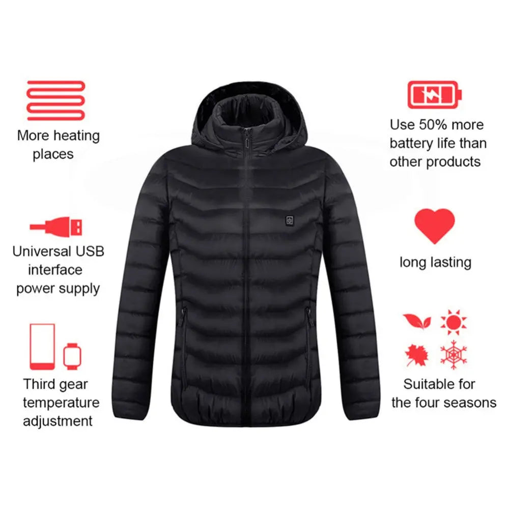 Winter Heated Jacket USB Electric Cotton Coat Zip-up Heater Thermal Clothing Heating Vest For Men Know You're Still Able