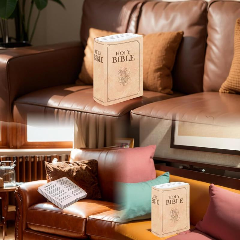 Holy Bible Plush Pillow – Book Shape, Openable Design, Inspirational Bible Verse, Cozy Beige Throw Pillow for Home Decor and Faithful Comfort Generic Generic
