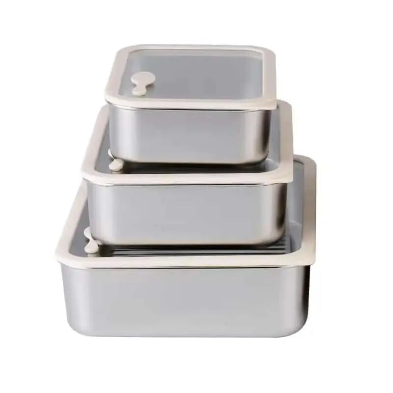 PUCOHOUSE Stainless Steel Food-Grade Storage Containers, Square Freezer And Refrigerator Organizers, Office Lunch Boxes Know You're Still Able