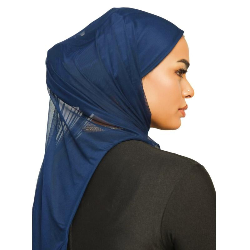 2 in 1 Instant Swim and Gym Hijab Quick Dry Waterproof Undercap with Presewen Mesh Hijab Casual Black