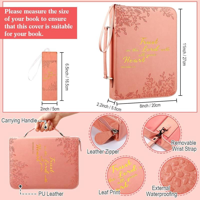 Christmas Gift Large Bible Case for Women with Pretty Floral Patterns and Bible Verses Bible Cover Case with Handle and Bookmark Leather Leather Book Case for Study Bible, Bible Study Supplies, Bible Journaling Kit, Teacher Appreciation Gift