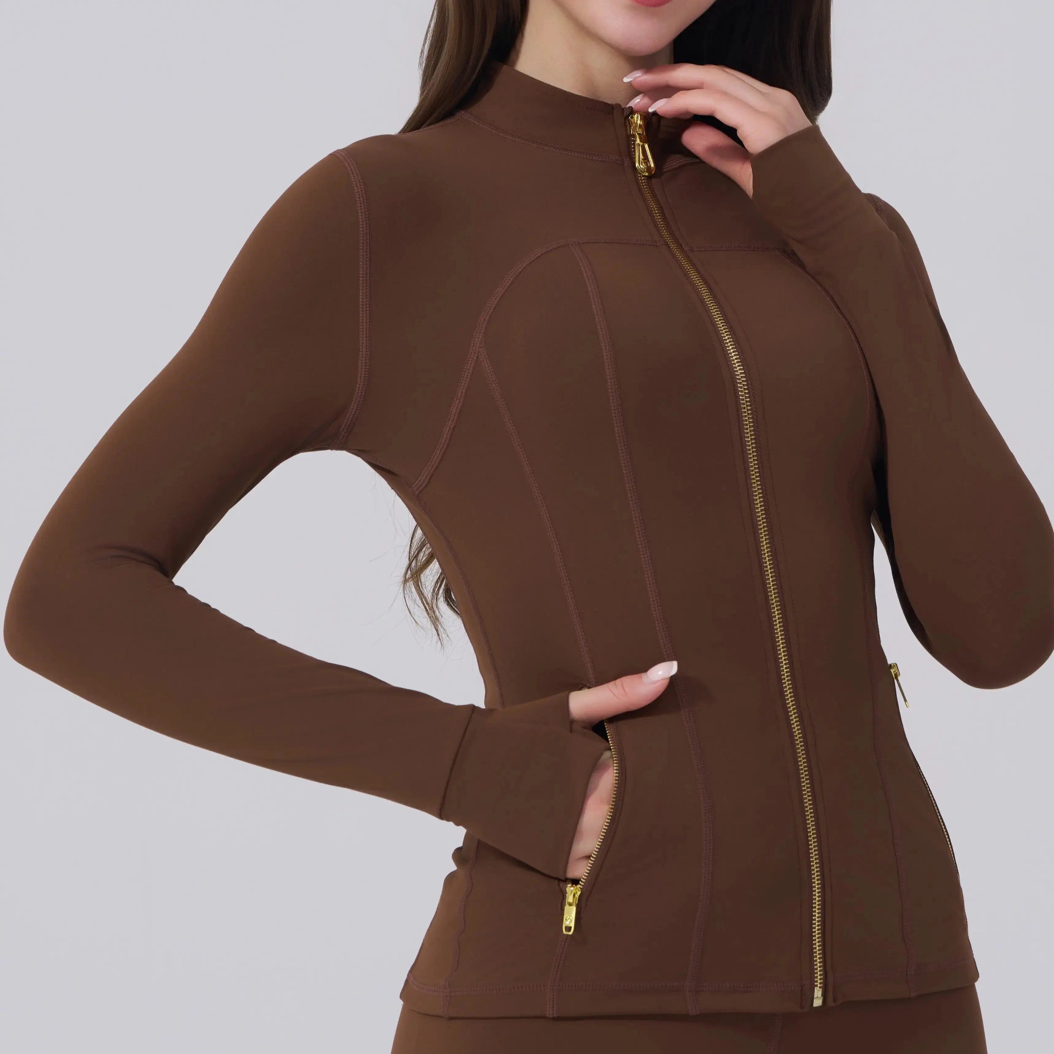 【Golden Zipper】【Gardenia Fragrance】Soft Brushed Women'S Sporty Jacket, 25'' Inseam Leggings. Golden Zipper Jacket with Pockets, Yoga Pants, Thumbholes Design, Casual Wear for Women Know You're Still Able