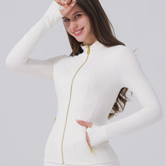 【Golden Zipper】【Gardenia Fragrance】Soft Brushed Women'S Sporty Jacket, 25'' Inseam Leggings. Golden Zipper Jacket with Pockets, Yoga Pants, Thumbholes Design, Casual Wear for Women Know You're Still Able