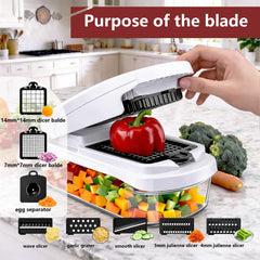 Snofrid Vegetable Chopper,15-In-1 Multifunctional Food Chopper,Professional Onion Chopper with 8 Blades,Vegetable Cutter with Container for Salad,Potato,Carrot,And Garlic; Essential Kitchen Tool Know You're Still Able