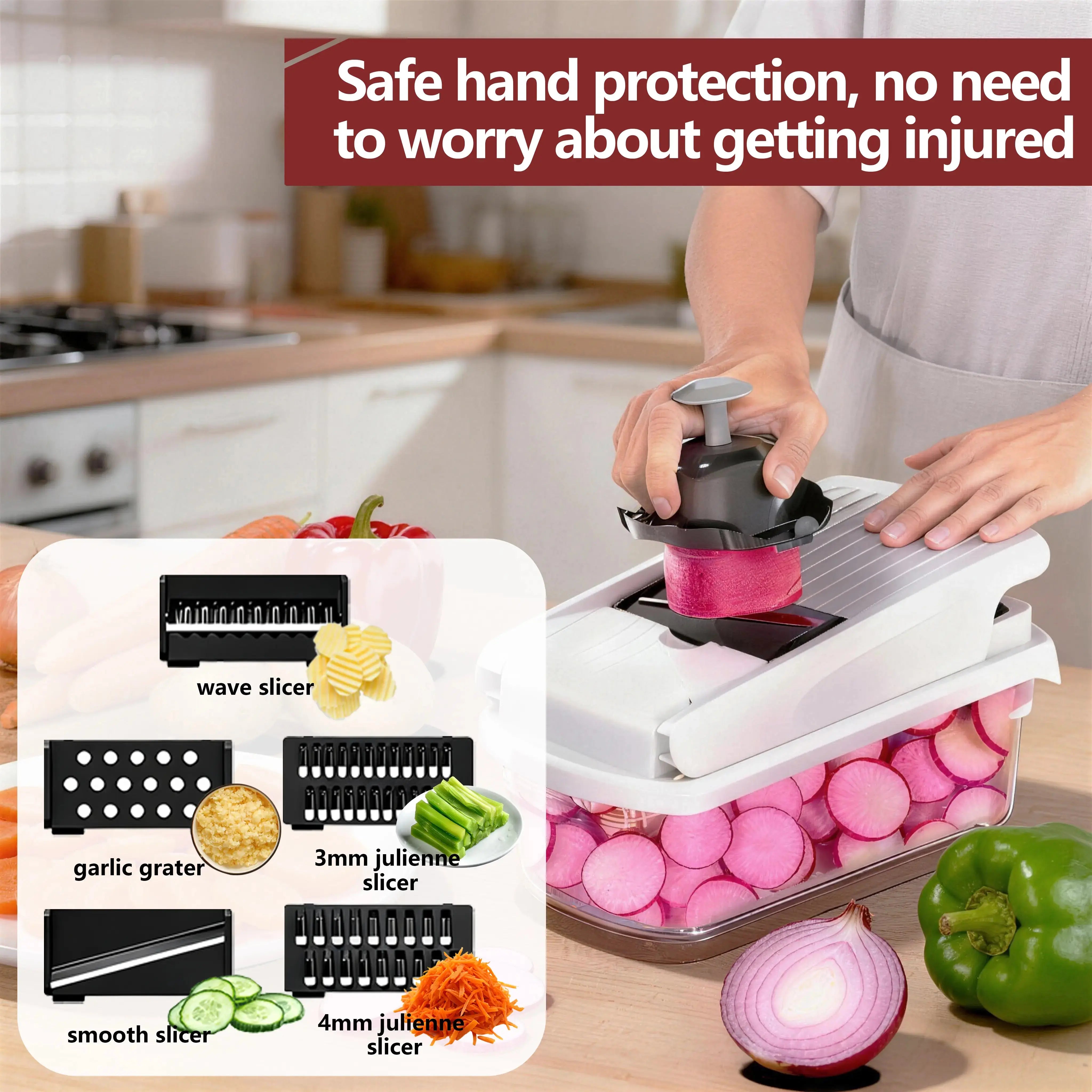 Snofrid Vegetable Chopper,15-In-1 Multifunctional Food Chopper,Professional Onion Chopper with 8 Blades,Vegetable Cutter with Container for Salad,Potato,Carrot,And Garlic; Essential Kitchen Tool Know You're Still Able