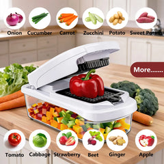 Snofrid Vegetable Chopper,15-In-1 Multifunctional Food Chopper,Professional Onion Chopper with 8 Blades,Vegetable Cutter with Container for Salad,Potato,Carrot,And Garlic; Essential Kitchen Tool Know You're Still Able