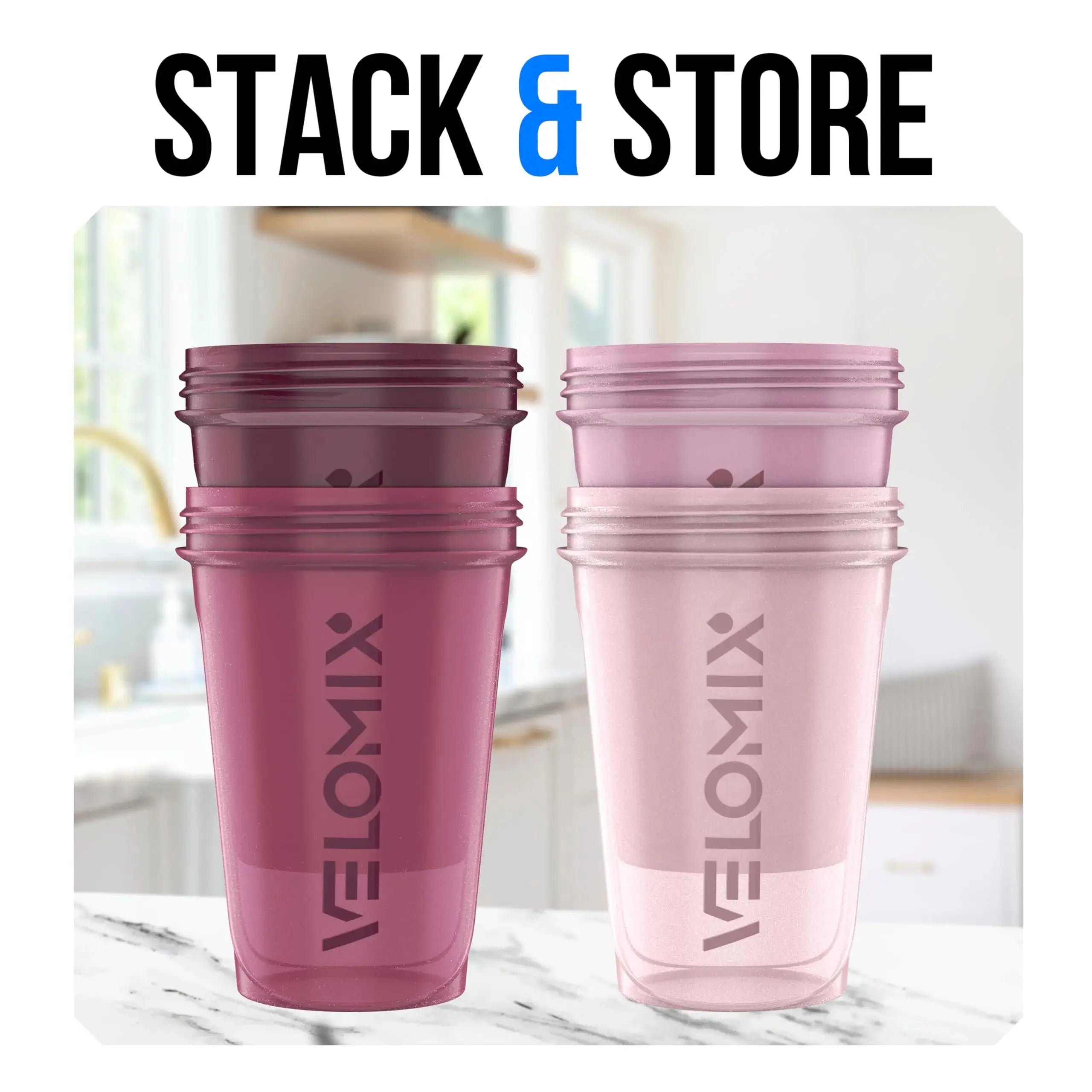 Velomix Berry Blend Protein Shaker Bottles 20 Oz 4 Pack Leak-Proof Bpa-Free Dishwasher Safe for Mixes and Shakes with Secure Twist Lid and Removable Whisk Ball Know You're Still Able