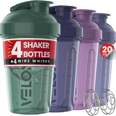 Velomix Berry Blend Protein Shaker Bottles 20 Oz 4 Pack Leak-Proof Bpa-Free Dishwasher Safe for Mixes and Shakes with Secure Twist Lid and Removable Whisk Ball Know You're Still Able