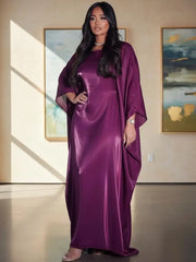 Women'S Solid Color round Neck Kaftan, Modest Fashion Long Sleeve Dress for Daily Wear, Women'S Islamic Clothing for All Seasons