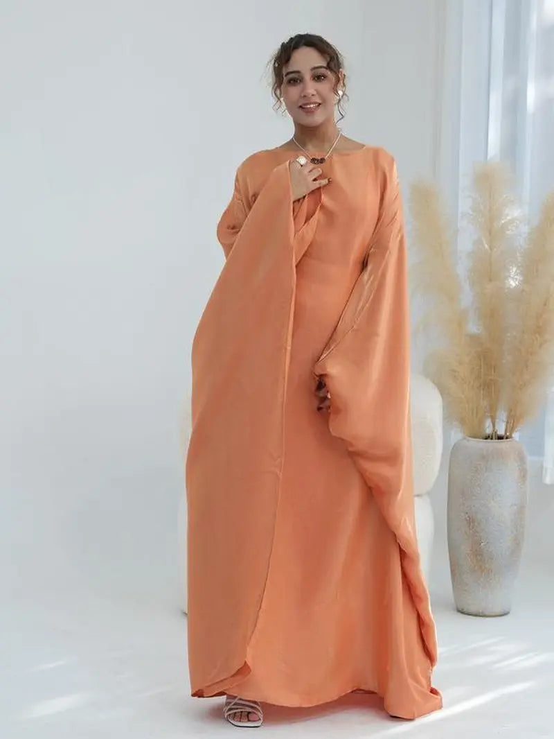 Women'S Solid Color round Neck Kaftan, Modest Fashion Long Sleeve Dress for Daily Wear, Women'S Islamic Clothing for All Seasons
