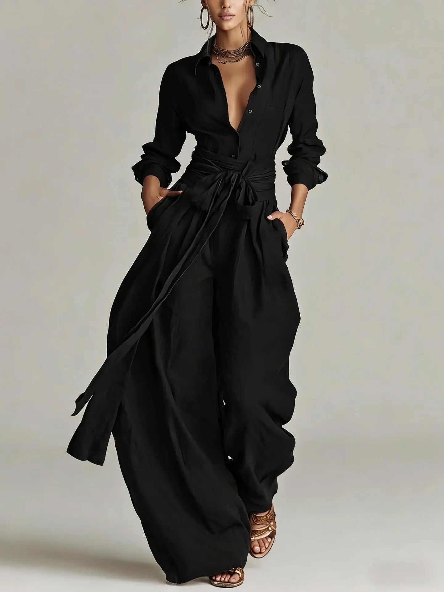 Solid-color High-waisted Short-sleeve Pants Fashion Casual Set Know You're Still Able