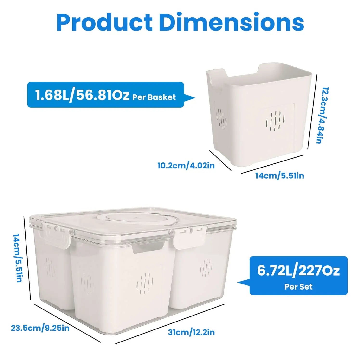 2Pack Airtight Fruit Storage Containers 4 Compartment Food Storage Containers Fruit Vegetable Organizers With 8 Removable Colanders For Fridge Picnic Know You're Still Able