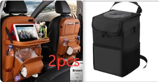 PU Leather Car Storage Bag Multifunction Seat Back Tray Hanging Bag Waterproof Car Organizer Automotive Interior Accessories Know You're Still Able