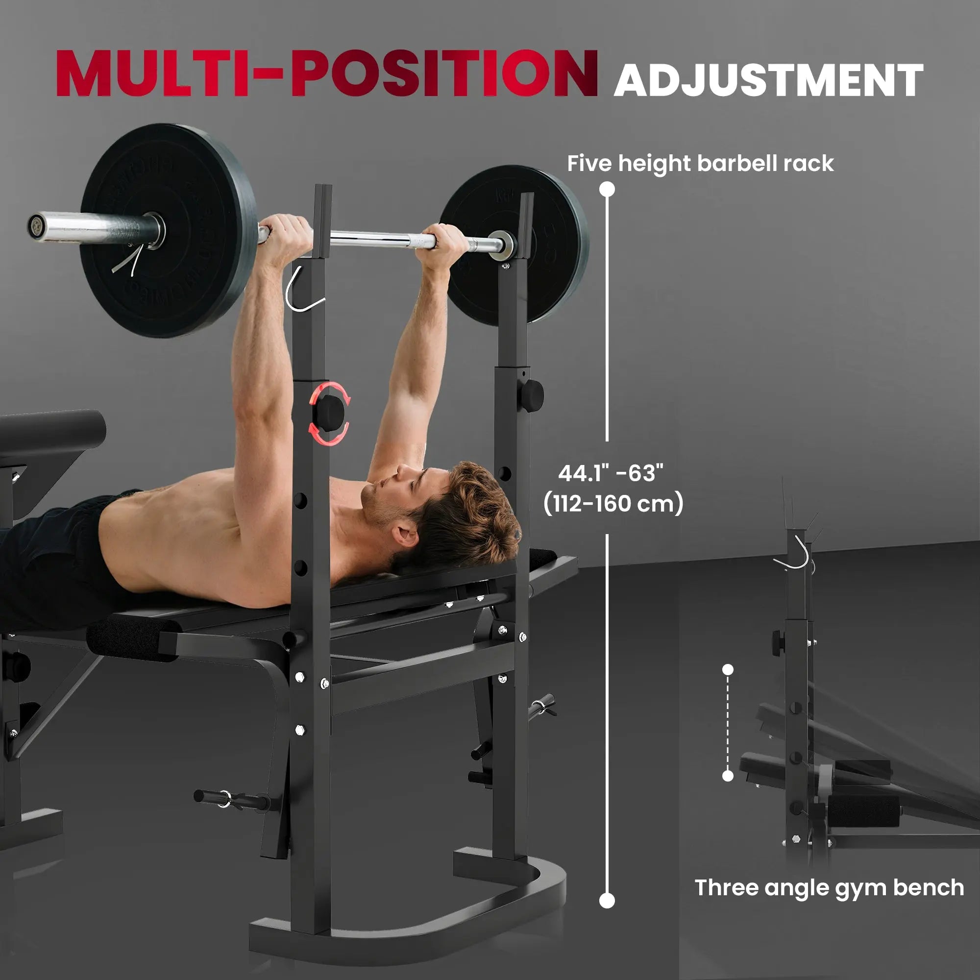 SPORTNOW Multi-Exercise Adjustable Weight Bench With Bench Press Rack Know You're Still Able