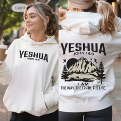 Religious Hoodie, YESHUA, John 14:6 Bible Verse Sweatshirt, Christian Apparel, Unisex Religious Gift, Inspirational Clothing