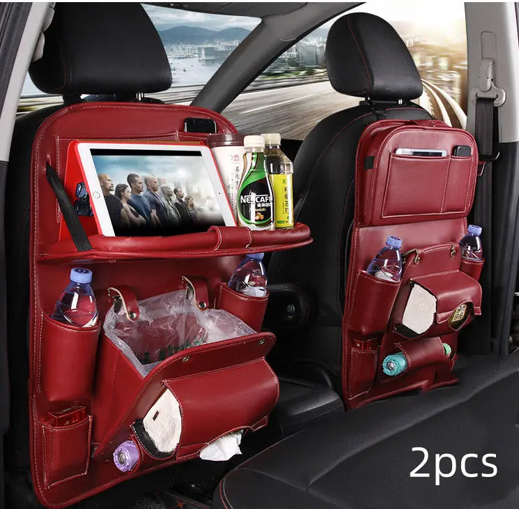 PU Leather Car Storage Bag Multifunction Seat Back Tray Hanging Bag Waterproof Car Organizer Automotive Interior Accessories Know You're Still Able