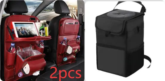PU Leather Car Storage Bag Multifunction Seat Back Tray Hanging Bag Waterproof Car Organizer Automotive Interior Accessories Know You're Still Able