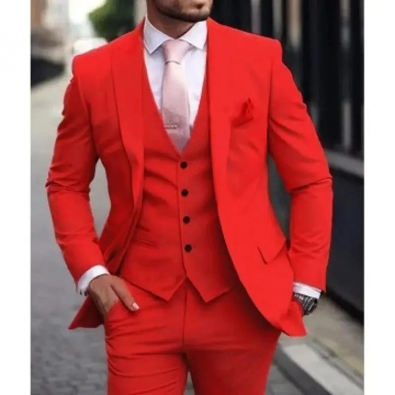Mens Three-Piece Solid-Color High-End Stylish Suit With A Sophisticated Vibe Know You're Still Able
