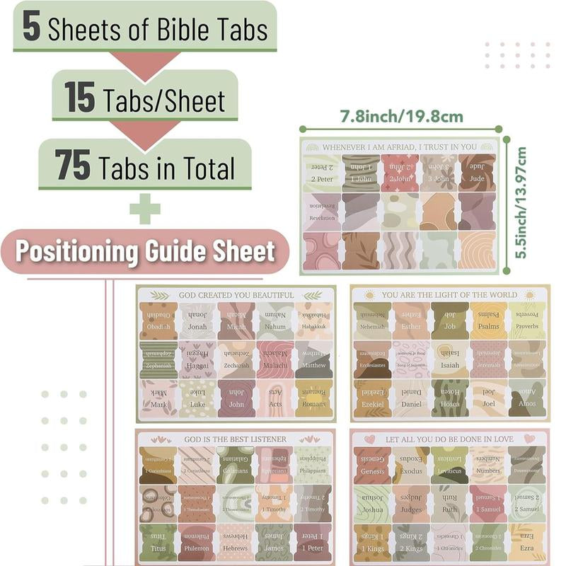 Bible Tabs (75Pcs/Set), Laminated Bible Tabs for Women and Men, Bible Index Tabs, Bible Book Tabs, Bible Labels Tabs, Office Stationery & Supplies