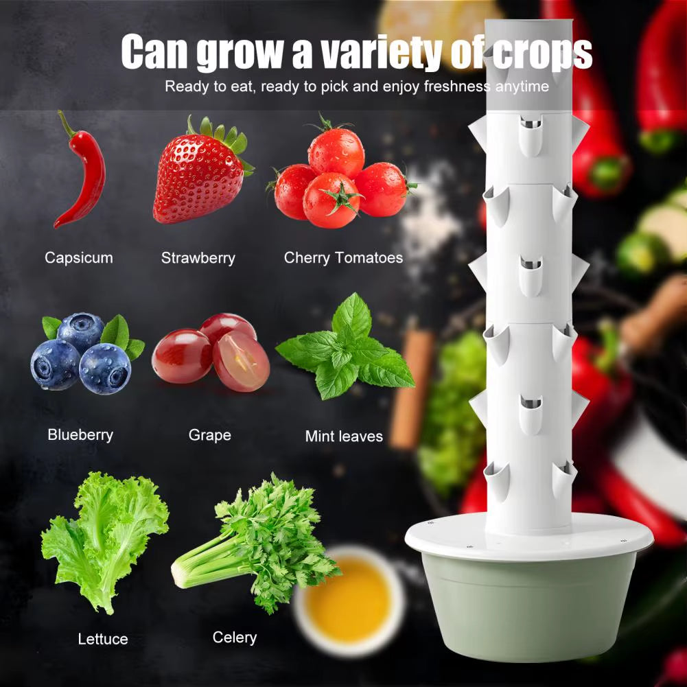 7 Layers Hydroponic Growing Tower with Tank, Indoor Hydroponics Growing System, Vegetables Vertical Planter Tower Garden Kit