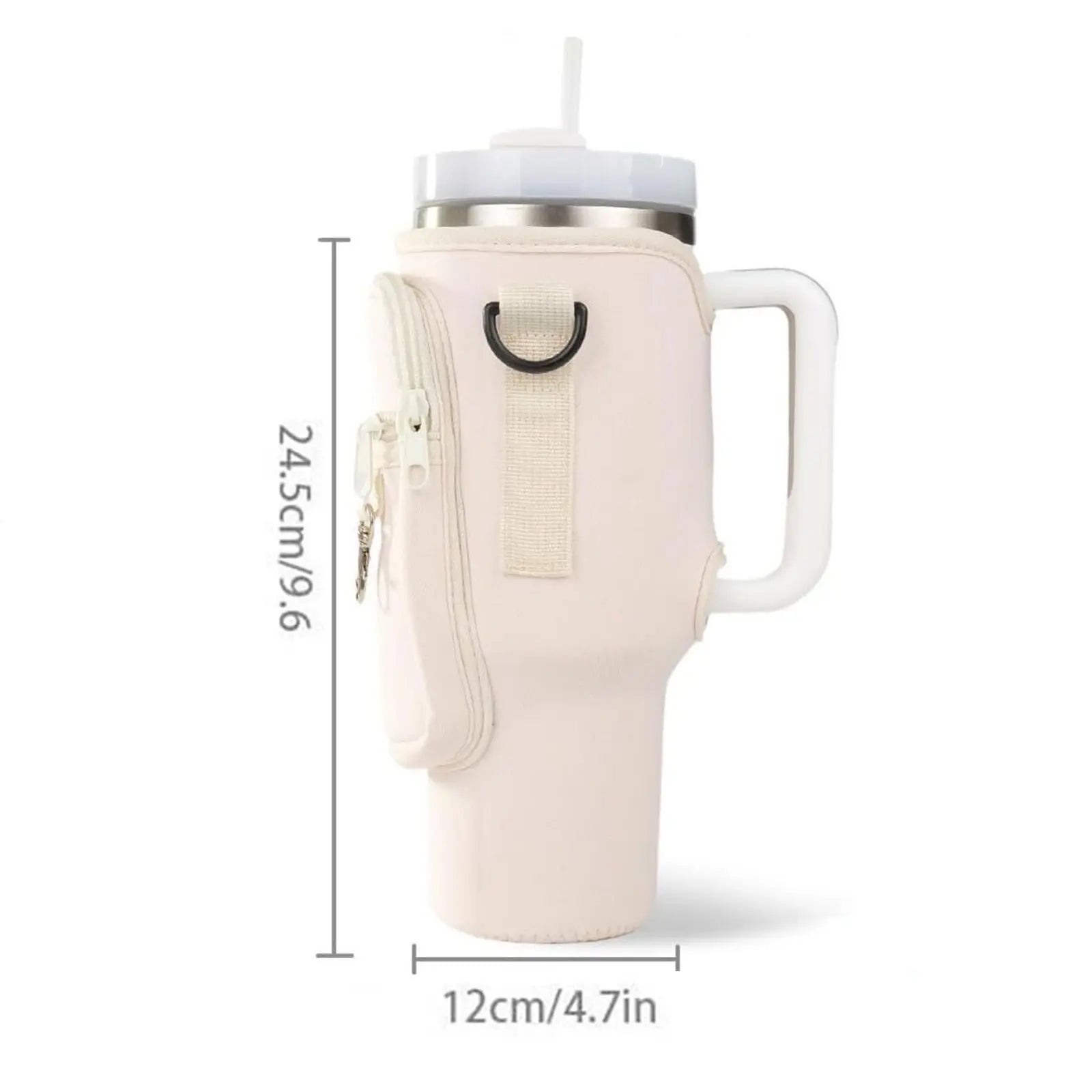 Water Bottle Carrier Bag with Shoulder Strap, Drink Carrier, Multi-Pocket Tumbler Holder Fit for 30–40Oz Tumblers, Large Capacity Storage for Phone, Cards, Keys and Cash, Durable Portable Cup Sleeve for Walking, Travel, Gym and Daily Use