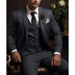 Mens Three-Piece Solid-Color High-End Stylish Suit With A Sophisticated Vibe Know You're Still Able