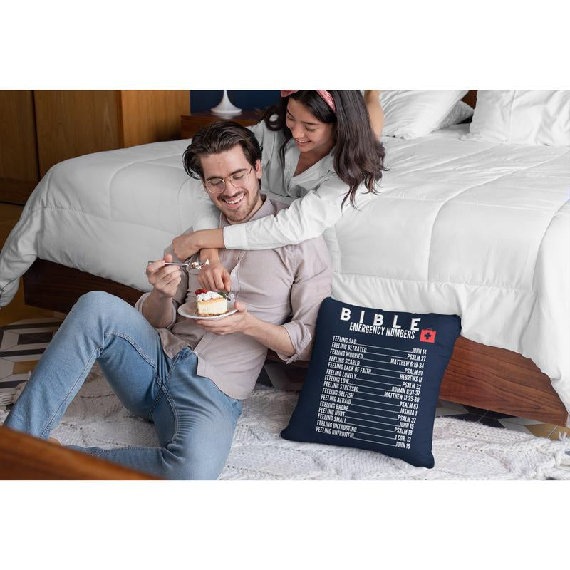 Emergency Bible Numbers Christian Pillow White