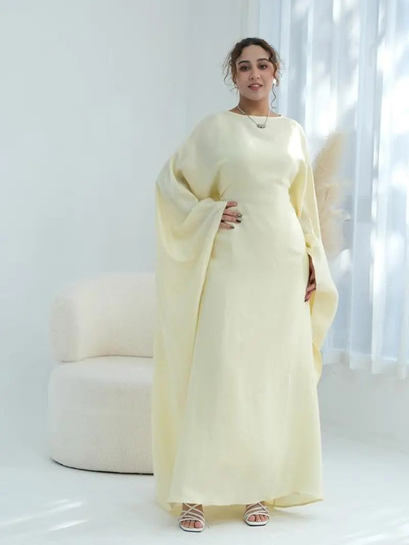 Women'S Solid Color round Neck Kaftan, Modest Fashion Long Sleeve Dress for Daily Wear, Women'S Islamic Clothing for All Seasons