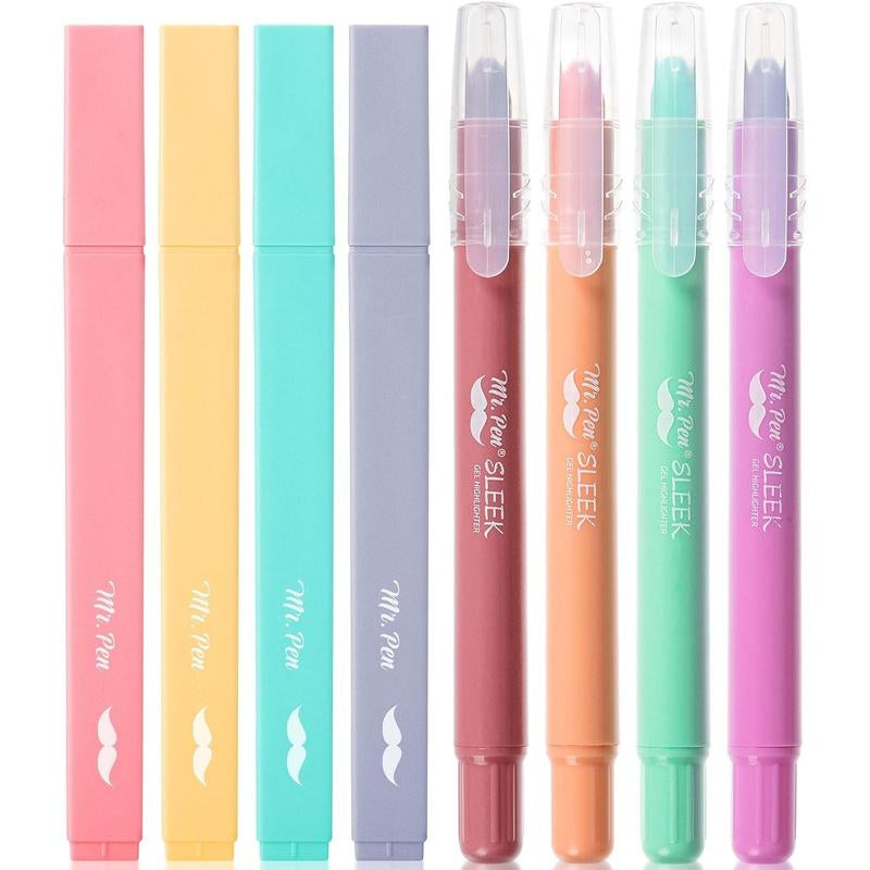 Bible Highlighters & Gel Highlighters, 8 Pack, Assorted Colors, No Bleed