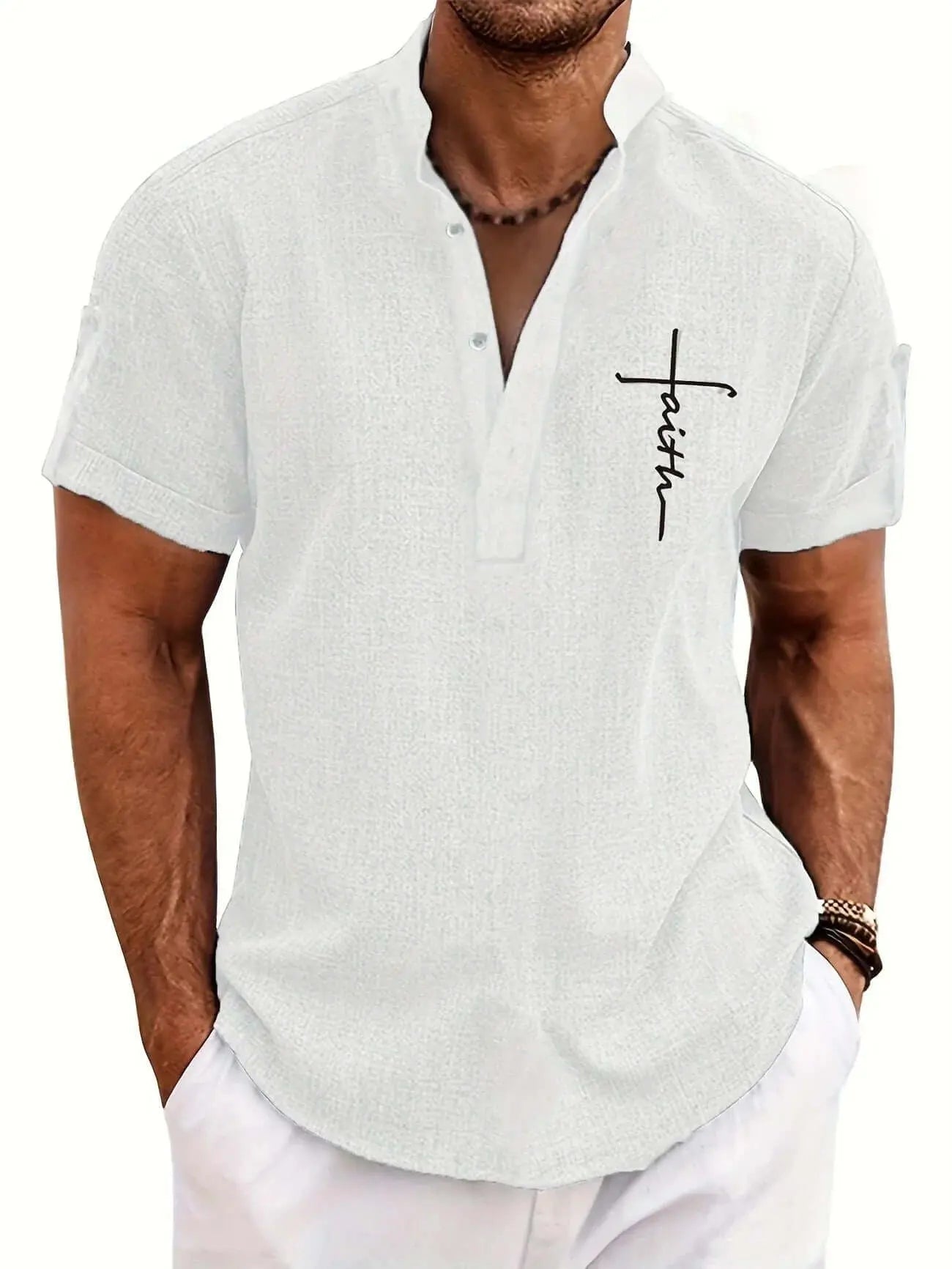 Men's casual suit 3D printed zipper short sleeved polo shirt Know You're Still Able