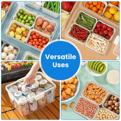 2Pack Airtight Fruit Storage Containers 4 Compartment Food Storage Containers Fruit Vegetable Organizers With 8 Removable Colanders For Fridge Picnic Know You're Still Able